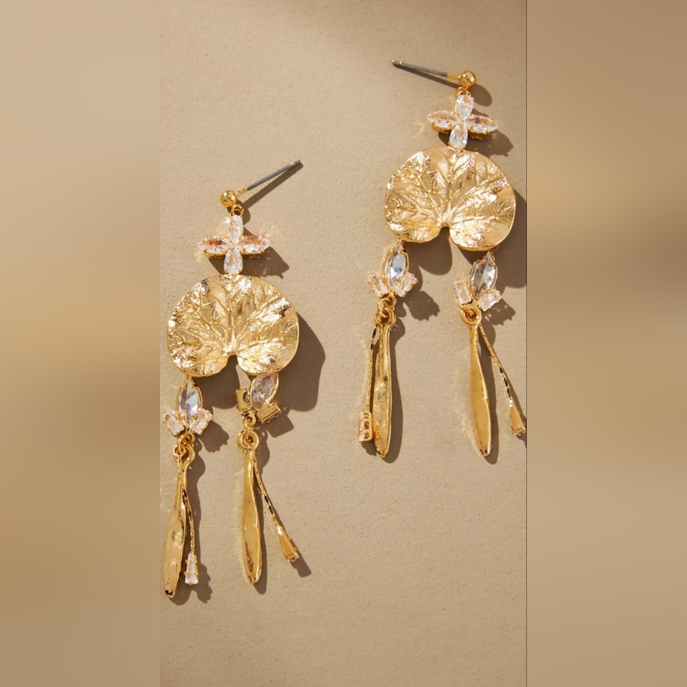 Anthropologie Lilypad Drop Earrings